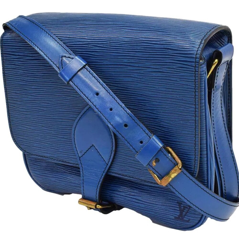 Authentic: Louis Vuitton Blue Epi Leather Crossbody Bag